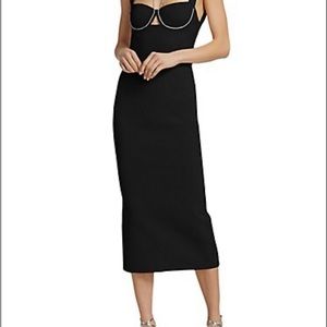Galvan London S Black Contour Dress with Diamondtine Tie